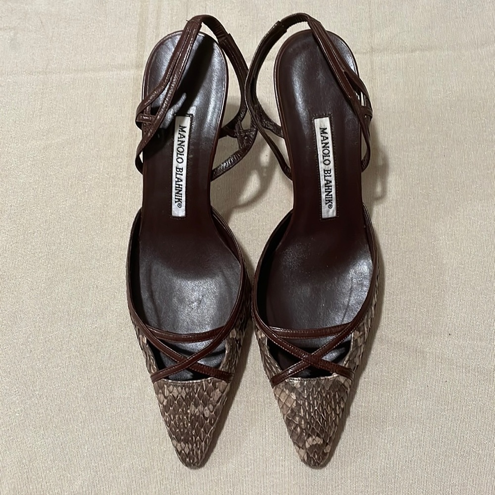 Manolo Blahnik Animal Print Slingback Pumps